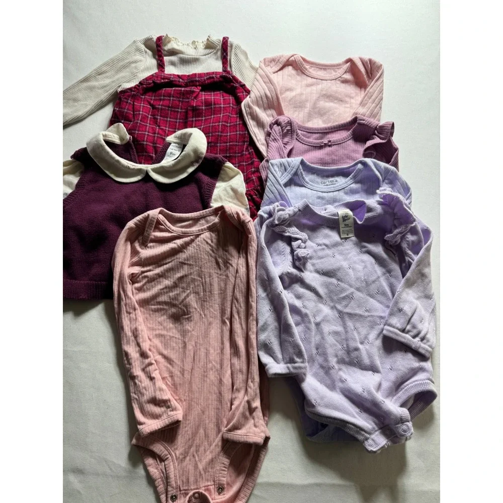 Carters Old Navy Baby Bgosh Girls 6-12M Clothing Lot Bodysuits Dress Sweater 9pc